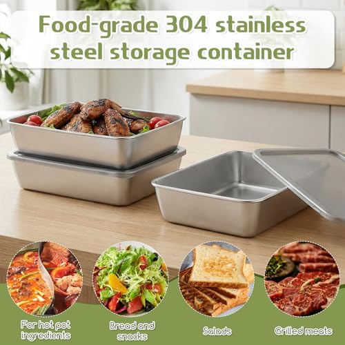 4 PCS 304 Stainless Steel Food Storage Containers with lids, 2.3 Inch
