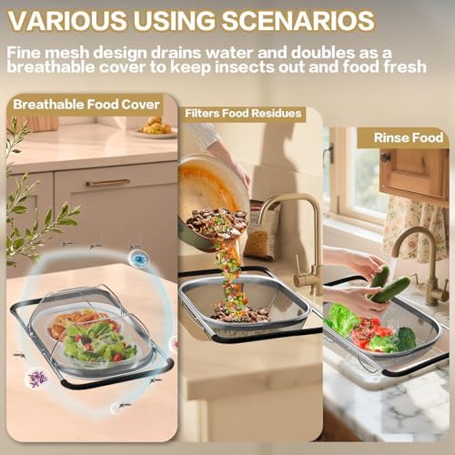 Over the Sink Colander, 6QT, Stainless Steel