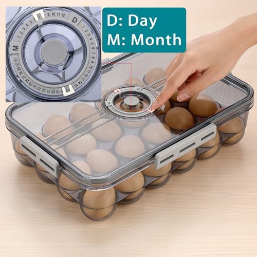 BTSKY Plastic Egg Holder for Fridge, 24 Eggs