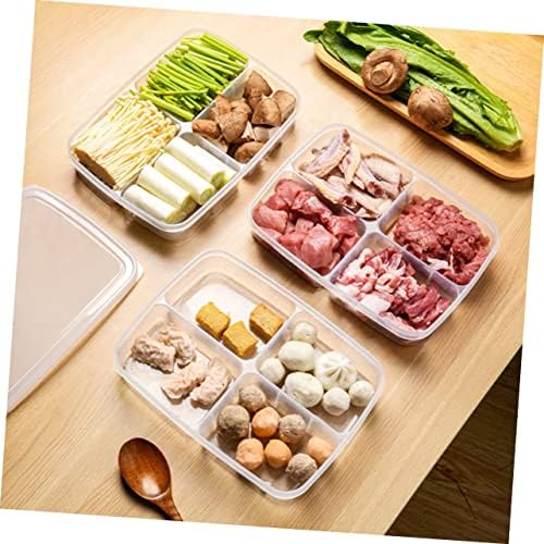 Xmas Fridge Fresh-keeping Container 2pcs Plastic Divided Bin with Lid