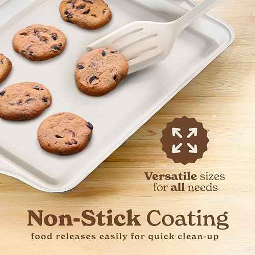 Country Kitchen Nonstick Stackable Bakeware Set - Heavy Duty, Durable, Easy Release Baking Set, Cream, 10 Pcs