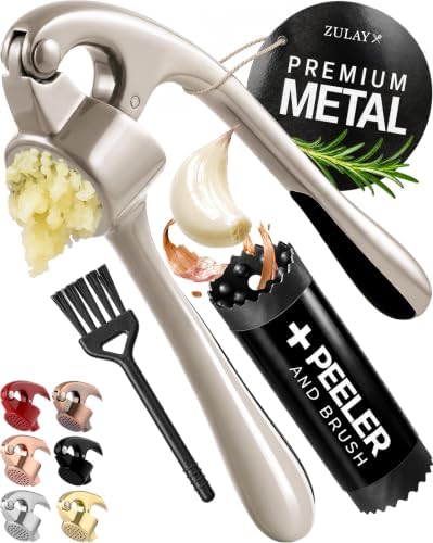 Zulay Kitchen Garlic Press Set, Silver