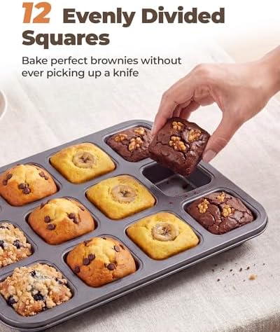 Bake Choice Square Brownie Pan with Dividers 100Pcs Square Mini