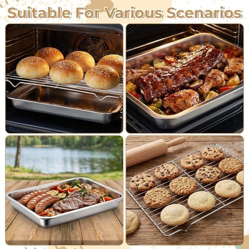 Quarter Baking Sheet Pan with Cooling Rack Set (2 Pans + 2 Racks)