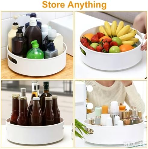 Semlos 360° Rotating Lazy Susan Organizers, 2 Packs 9" and 12" Turntable Spice Rack Organisers for Kitchen Organization and Storage, Non-Slip Under Sink Organizer for Bathroom Pantry Cupboard