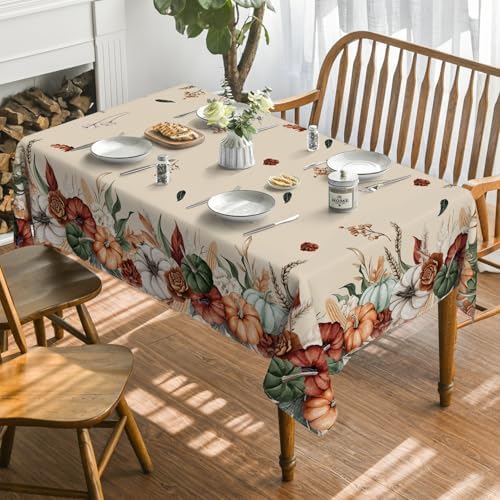 Horaldaily Fall Tablecloth 60 x 84 Inch Rectangular Flower Autumn