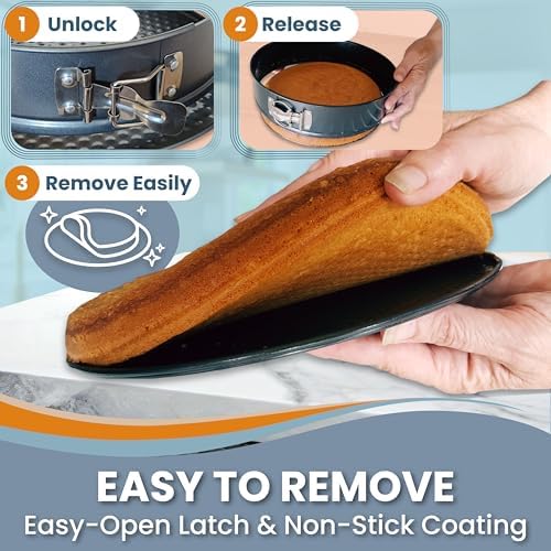 Cheese Cake Pans for Baking, NON-STICK Springform Pan Set & SILICONE