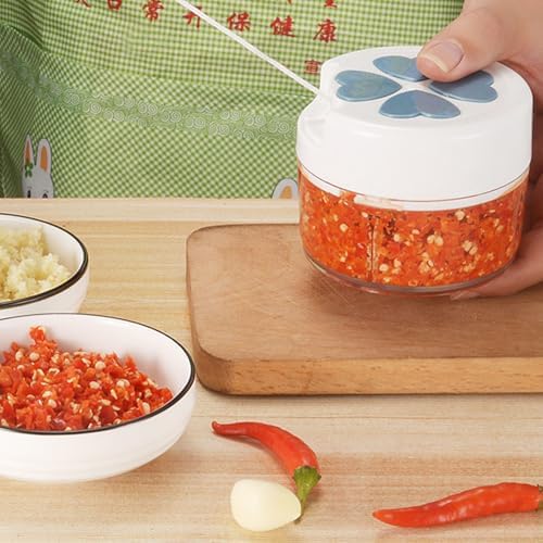 Ymiko Manual Garlic Press Hand Pull String Food Chopper Onion Dicer
