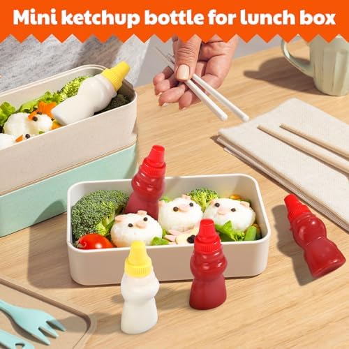 4 Pieces Mini Ketchup Bottle for Lunch Box, Lunch Box Accessories for