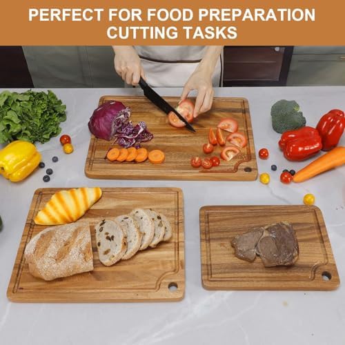 Caperci Wood Cutting Board Set of 3 - Acacia Wooden Cutting Chopping