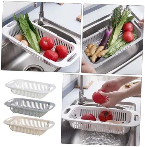 3pcs Expandable over The Sink Colander Set, Rectangular Vegetable