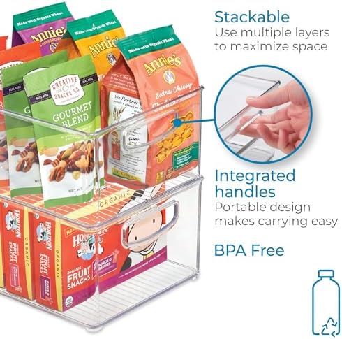 iDesign Stackable Storage Bin with Handles, Clear