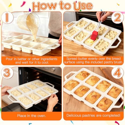 4 Pcs Silicone Muffin Pan Set with Metal Reinforced Frame, 12 Cup