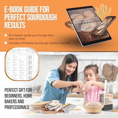 Complete Sourdough Starter Kit, 9" Banneton Proofing Basket, 34oz