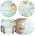 Britimes Coasters for Drinks, Set of 6, Ceramic Stone, Coastal Beach