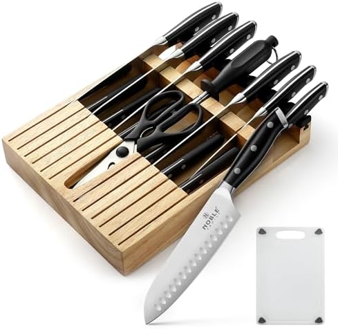 N NOBLE FAMILY 16Pcs Kitchen Knife Set with Block