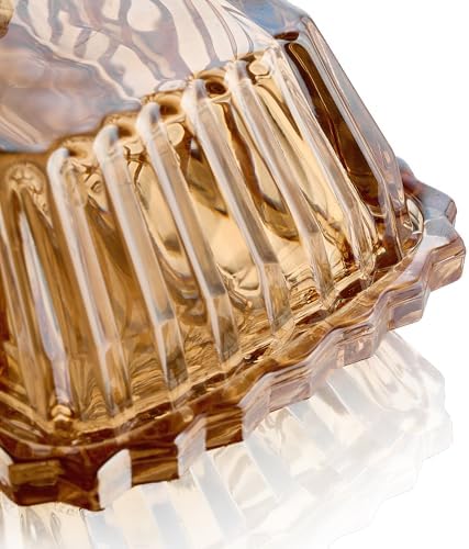 Champagne Glass Butter Dish with Lid - Elegant Ribbed Butter Holder