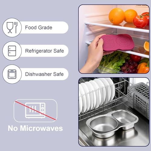 QCQHDU Reusable 2-Compartment Stainless Steel Snack Containers, 2 Pack