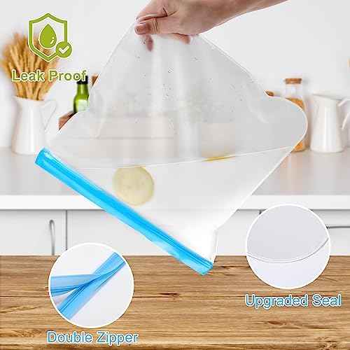 Lerine 6 Pack Reusable Gallon Freezer Bags Dishwasher Safe, BPA Free
