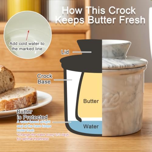 Eichzer Ceramic Butter Crock with Bell-shaped Lid, Marble