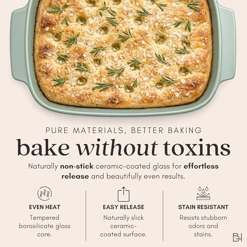 Nonstick Ceramic-Coated Glass Casserole Dish, 9x11 in, Dusk