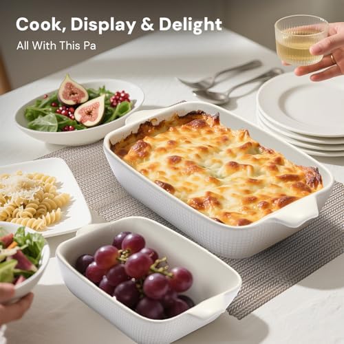Ceramic Casserole Dish Set of 3, Stoneware Baking Pans