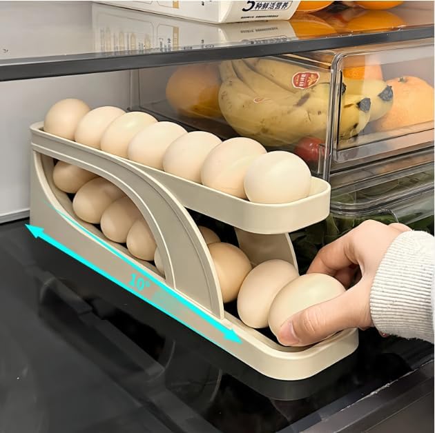 Egg Dispenser for Refrigerator or Kitchen Countertop, Automatic Roll