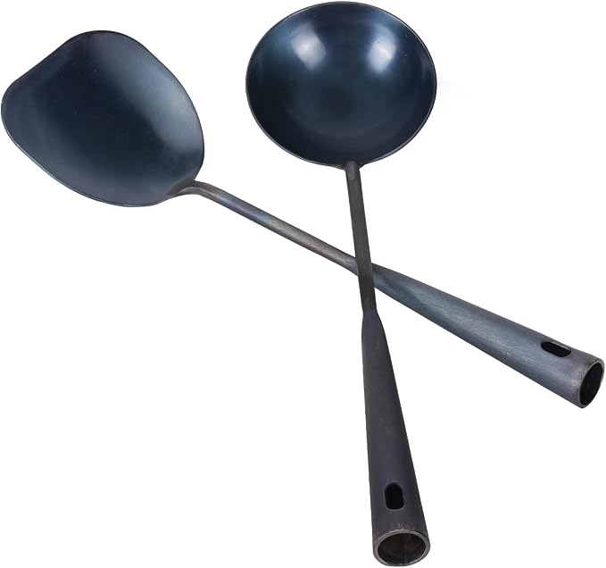 ZhenSanHuan Chinese Traditional HandMade Iron Spatula & Ladle Wok Tool Set - Image 2
