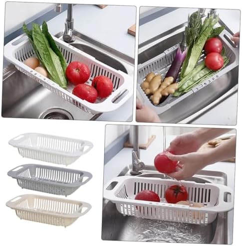 3pcs over Sink Strainer PP Expandable Colander Basket