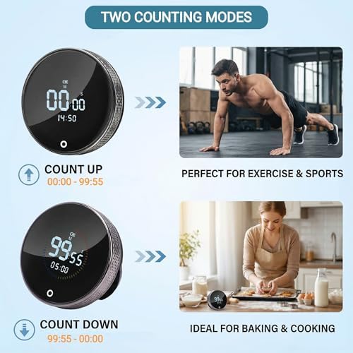 Magnetic Kitchen Timer, USB Rechargeable