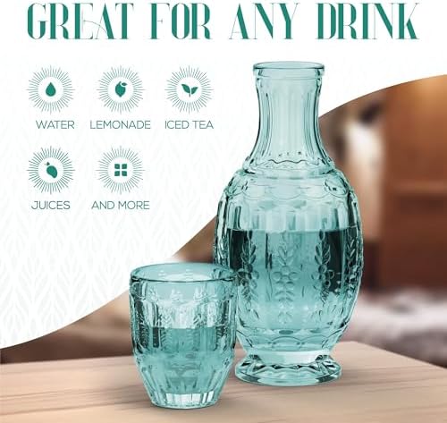 Elle Decor Vintage Bedside Water Carafe with Tumbler Glass – Elegant