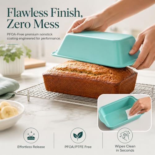 2 Pack 9x5 Inch Loaf Pan with Lid, Nonstick Bread Pans for Baking