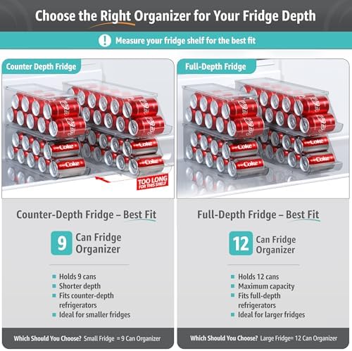 Sorbus Soda Can Organizer for Fridge & Freezer, Stackable with Lid