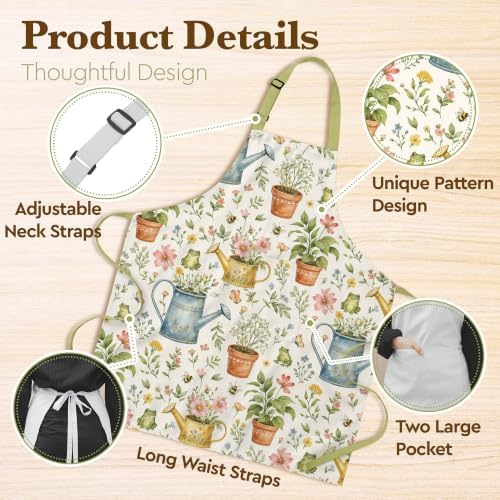 Cute Apron for Women with Pockets,Farmhouse Kitchen Cooking Apron with