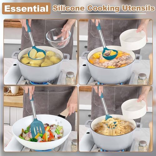 LIANYU Silicone Kitchen Utensils, 6 Pcs Cooking Utensils Spatula Set