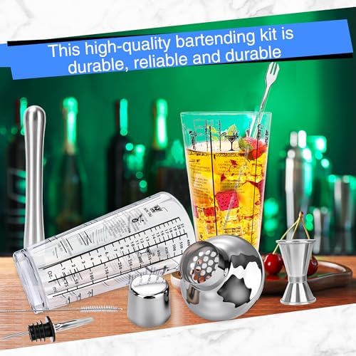 8 Pcs Cocktail Shaker Kit 21 oz Glass Bar Shaker Set with Stainless