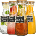 YOUEON 4 Pack Glass Carafe with Lid, 1 Liter Beverage Pitchers Carafes