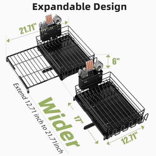 Ekisemio Expandable Dish Drying Rack, Black
