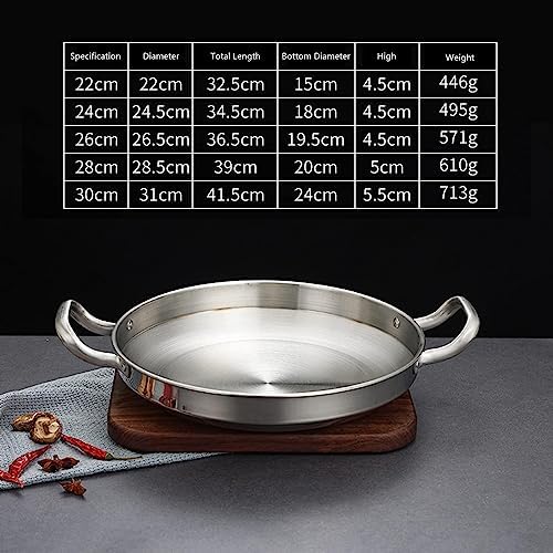Stainless Steel Paella Pan Seafood Rice Pot Home Cooking Picnic Snack