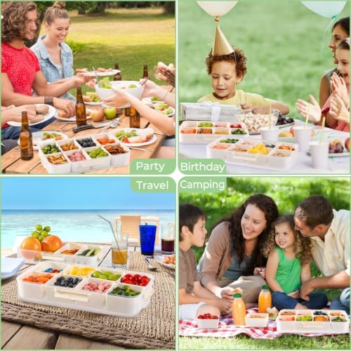 LUXEAR Snackle Box Container Dishwasher Safe Divided Serving Tray with