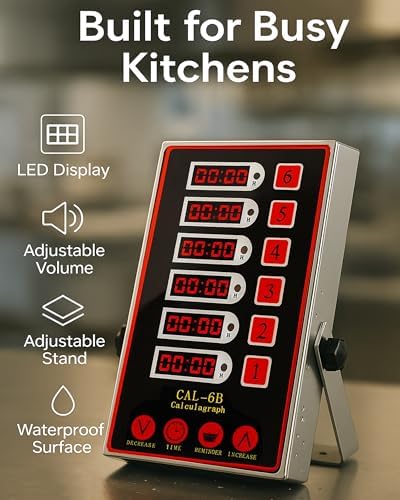 Commercial 6-Channel Digital Kitchen Timer