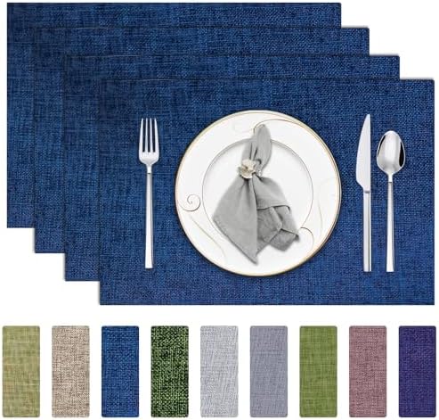 Niviy Placemats, Linen Placemats Set of 4, 12x18 Inch Heat Resistant