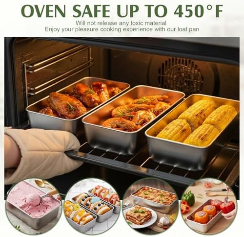 10 Pack Stainless Steel Loaf Pan Set 9 x 5 Inch Bread Baking Pans