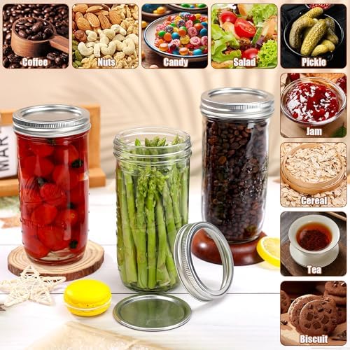 24 oz Wide Mouth Mason Jars with Airtight Lids, 4 Pack