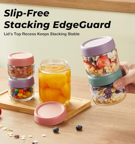 9 Pack Overnight Oats Containers with Lids, Large & Small Glass Mason
