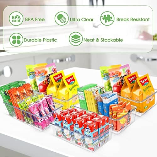 ZIZOTI Snack Organizer for Pantry Shelf, 6 Pack Clear Plastic Pantry