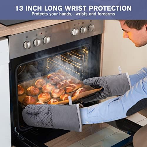 6-Piece Oven Mitts and Pot Holders, Grey