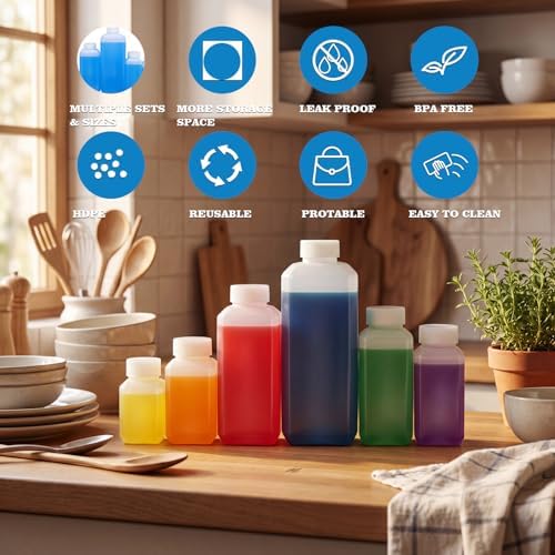 DEMORA 3.4oz Small Square Plastic Travel Bottles, Reusable Leak Proof