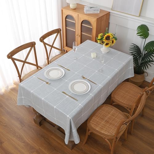 Gernaice Plaid Cotton Linen Rectangle Tablecloth 36" x 55" Grey