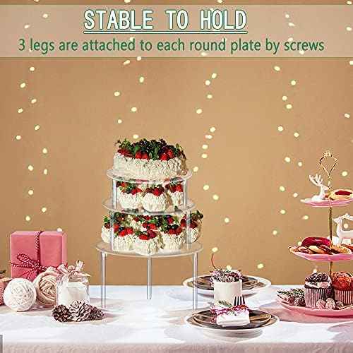 3 Pcs Acrylic Cake Stands, Akamino Reusable Round Cupcake Holder for